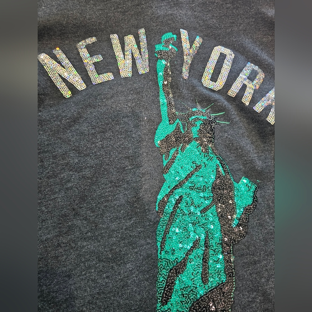 Rare PINK Victoria’s Secret New York Statue of Liberty Sequin Full Zip L Hoodie - Picture 3 of 6